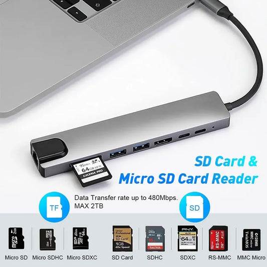 LCShopTech | Dock USB-C 3.0 Multiporta – HDMI 4K RJ45 PD