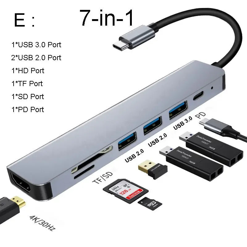 LCShopTech | Dock USB-C 3.0 Multiporta – HDMI 4K RJ45 PD