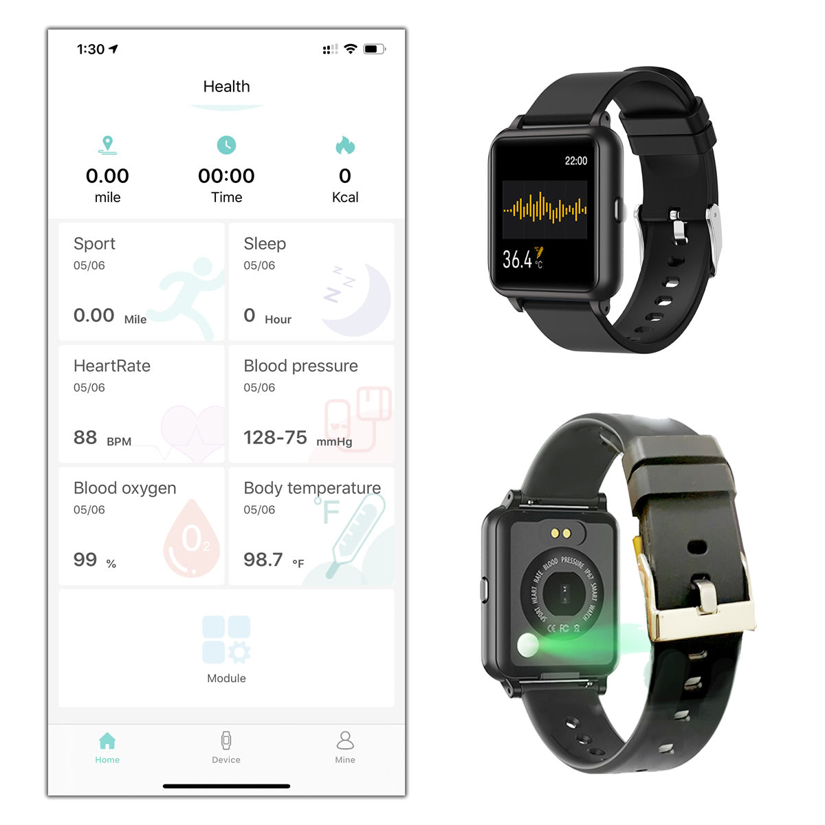 OXITEMP Smartwatch con Ossimetro in Tempo Reale, Termometro e Monitor del Battito Cardiaco