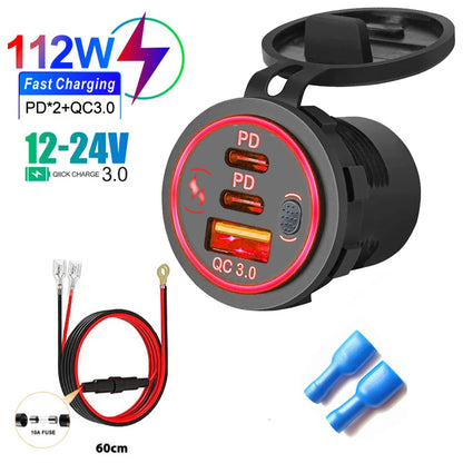 Caricatore Auto 112W 3 Porte