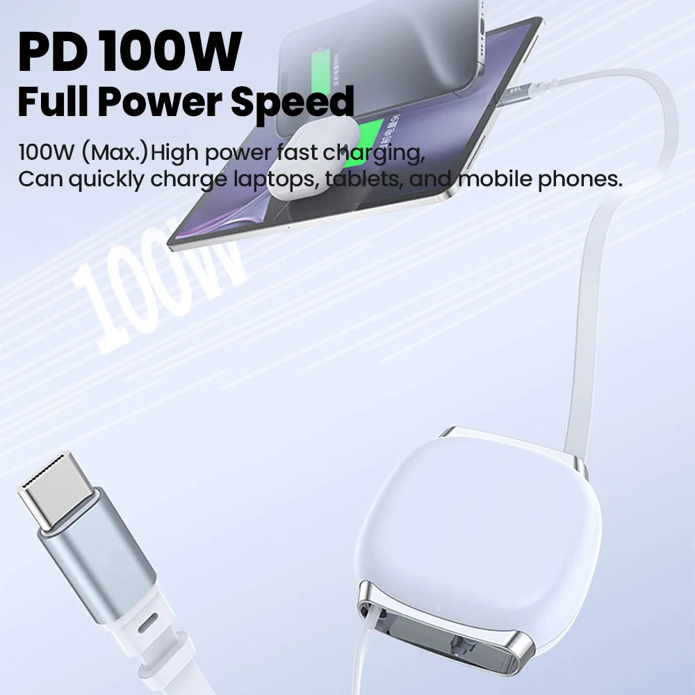 LCShopTech | Cavo USB-C 100W Retrattile – Ricarica Rapida e Dati