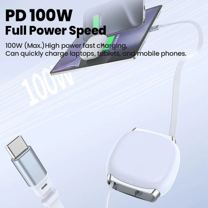 LCShopTech | Cavo USB-C 100W Retrattile – Ricarica Rapida e Dati