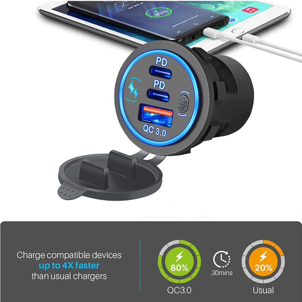 Caricatore Auto 112W 3 Porte