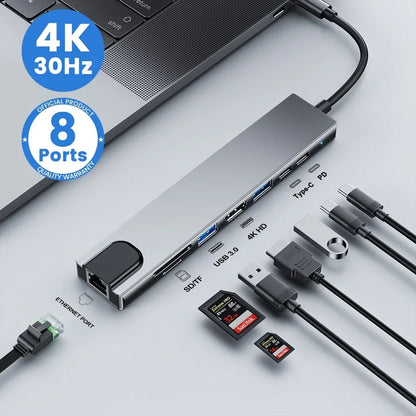 LCShopTech | Dock USB-C Thunderbolt 3 – HUB 8 Porte con HDMI e RJ45