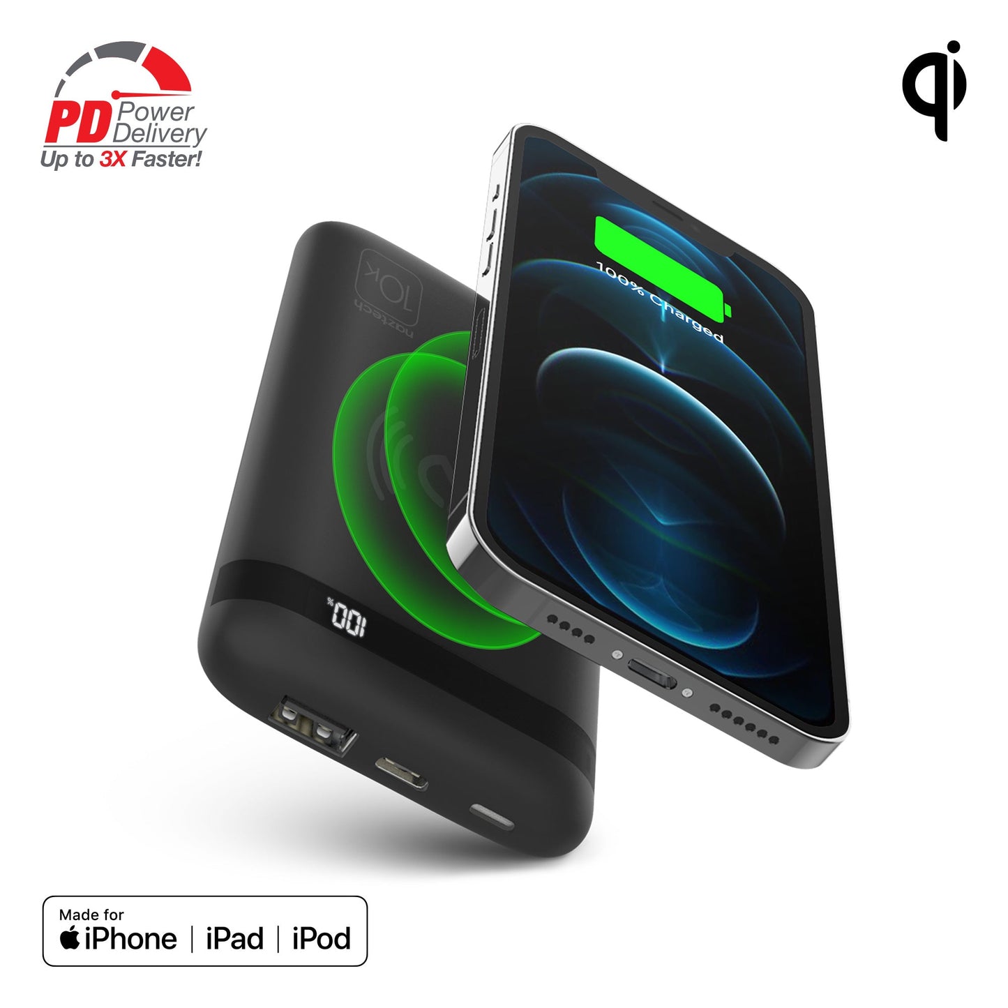 Naztech PowerBolt PD Wireless Power Bank con ingresso MFi (modello 15509-HYP)