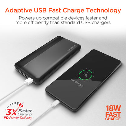 Power Bank Hypergear 10000mAh 20W PD + USB – Nero (Modello 15457-HYP)